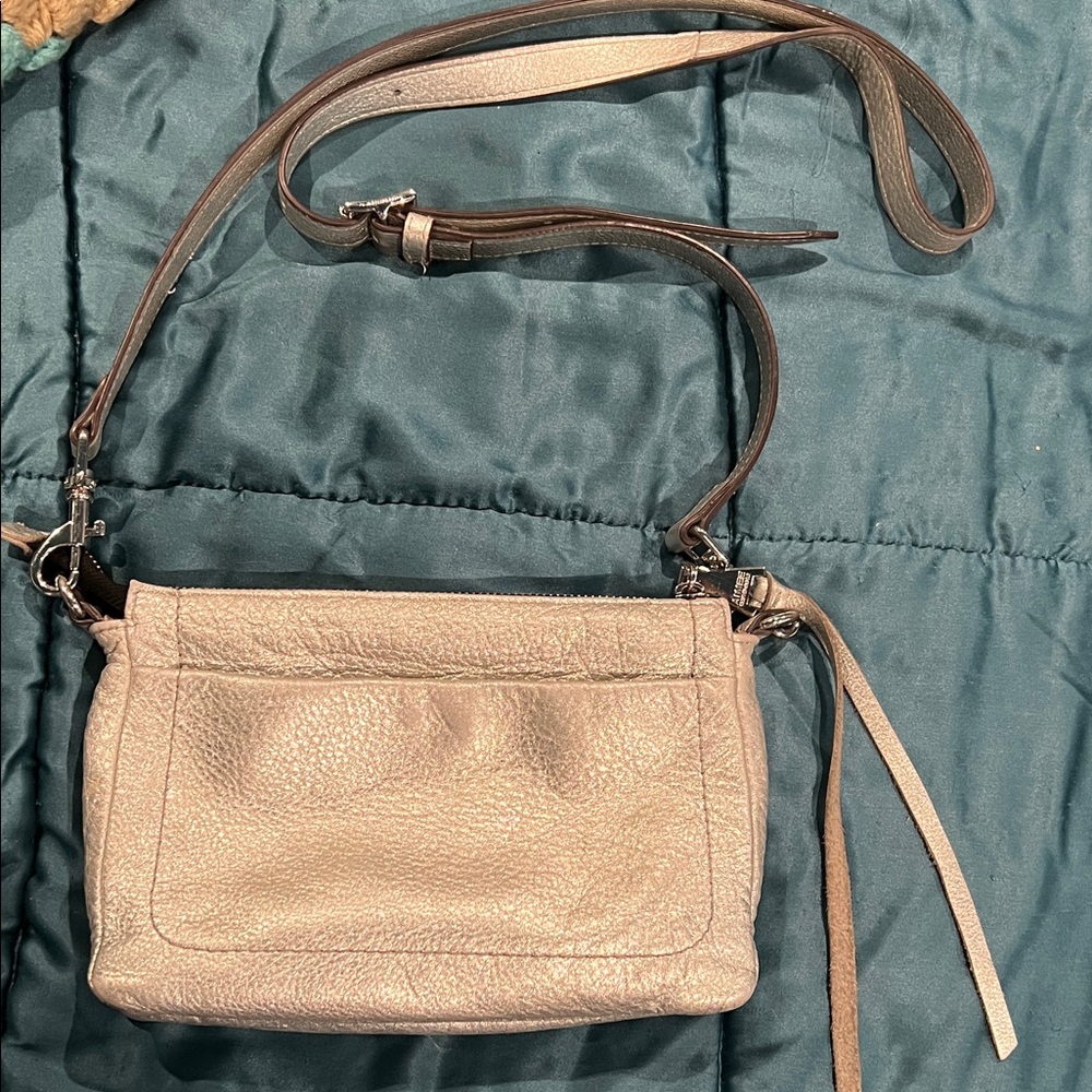 silver Leather Crossbody Bag